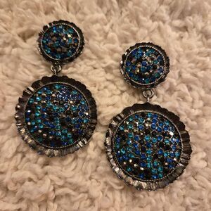 Chico's Rhinestone Disc Earrings Clip